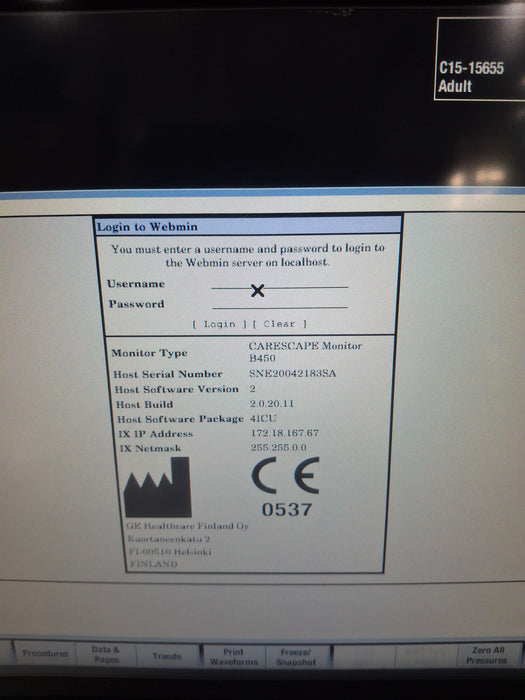 GE Healthcare Carescape B450 Critical Care Patient Monitor