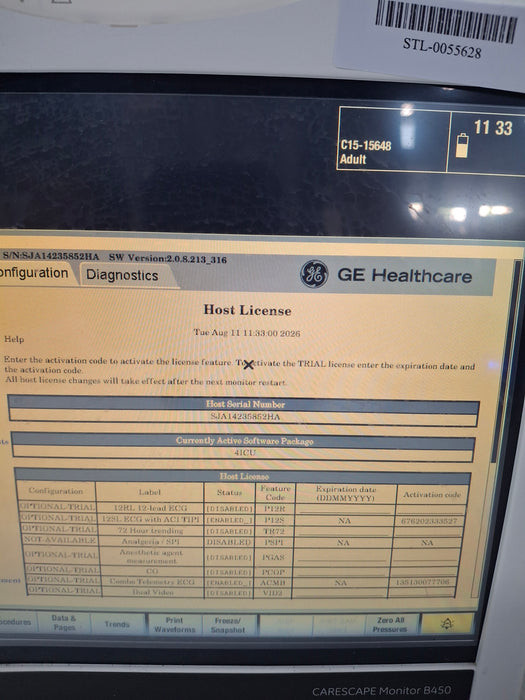 GE Healthcare Carescape B450 Critical Care Patient Monitor