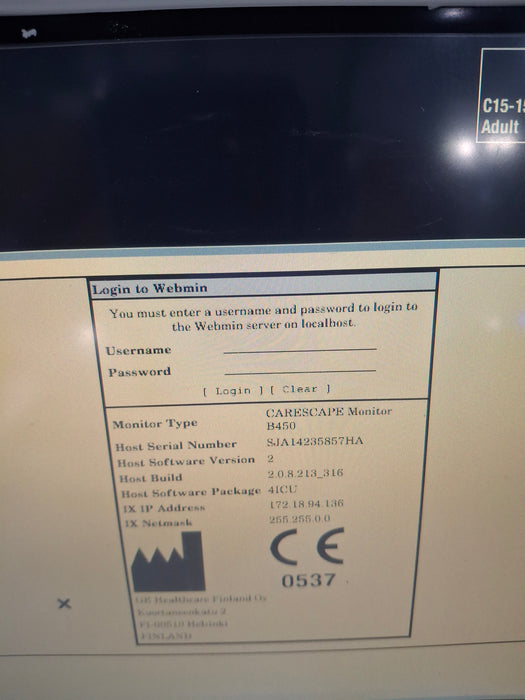 GE Healthcare Carescape B450 Critical Care Patient Monitor