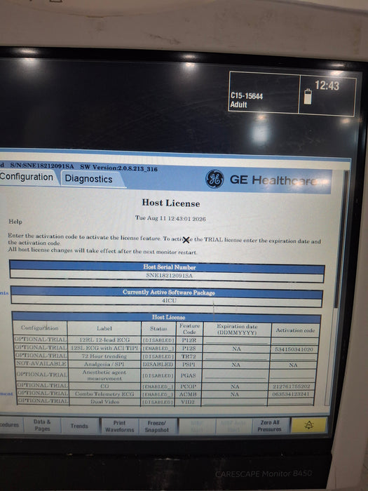 GE Healthcare Carescape B450 Critical Care Patient Monitor