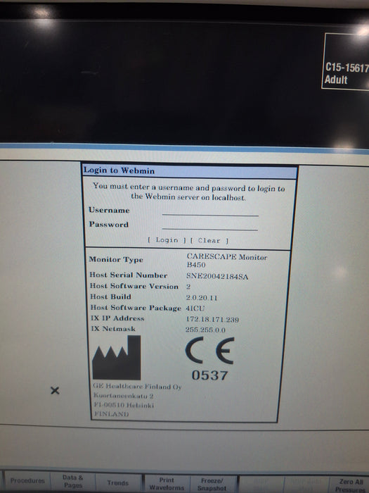 GE Healthcare Carescape B450 Critical Care Patient Monitor