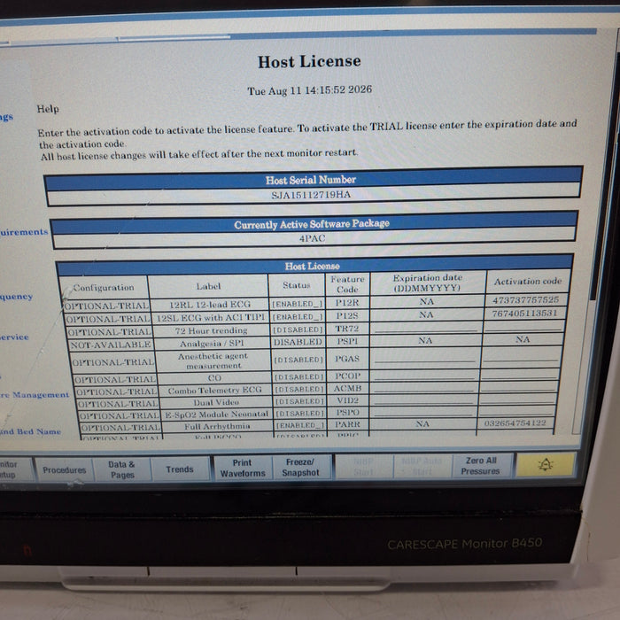 GE Healthcare Carescape B450 Post Anesthesia Care Patient Monitor