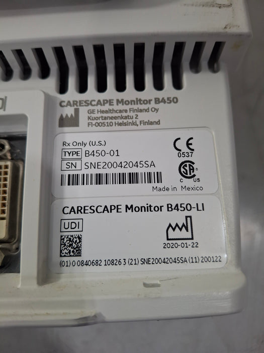 GE Healthcare Carescape B450 Critical Care Patient Monitor