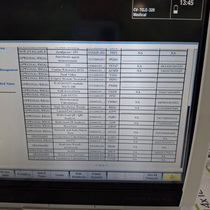 GE Healthcare Carescape B450 Post Anesthesia Care Patient Monitor
