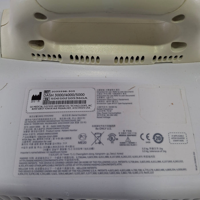 GE Healthcare Dash 5000 - GE/Nellcor SpO2 Patient Monitor