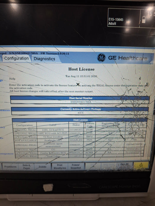 GE Healthcare Carescape B450 Critical Care Patient Monitor