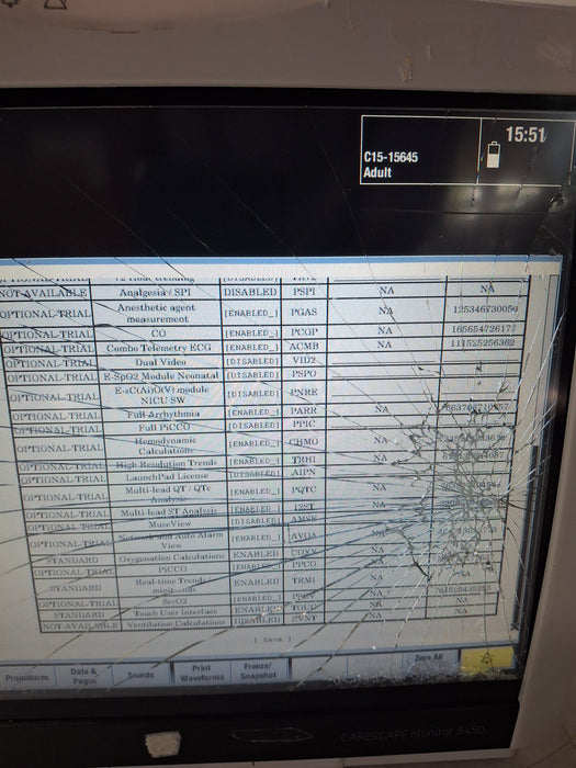 GE Healthcare Carescape B450 Critical Care Patient Monitor