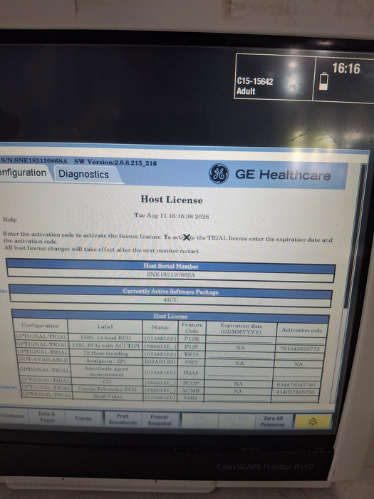 GE Healthcare Carescape B450 Critical Care Patient Monitor