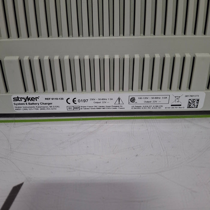 Stryker Stryker System 6 6110-120 Battery Charger Surgical Power Instruments reLink Online