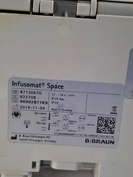 B. Braun Infusomat Space w/AC Adapter Infusion Pump