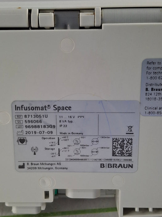 B. Braun Infusomat Space w/AC Adapter Infusion Pump