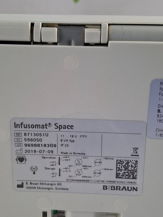 B. Braun Infusomat Space w/AC Adapter Infusion Pump