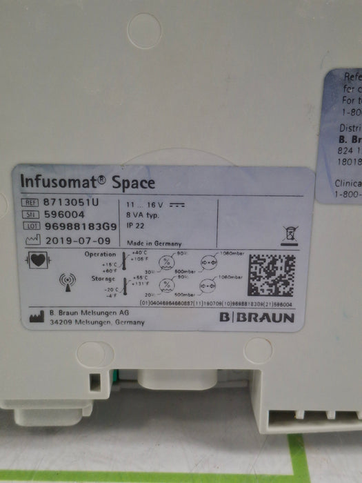 B. Braun Infusomat Space w/AC Adapter Infusion Pump