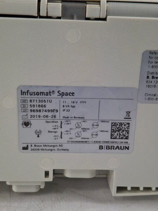 B. Braun Infusomat Space w/AC Adapter Infusion Pump