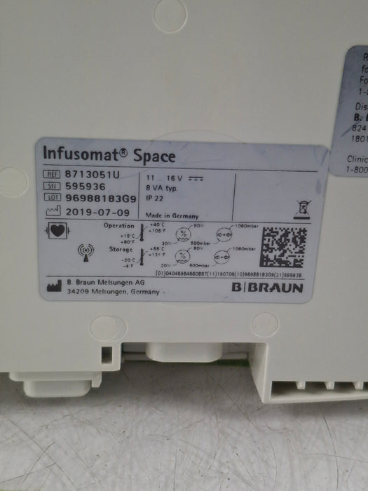 B. Braun Infusomat Space w/AC Adapter Infusion Pump