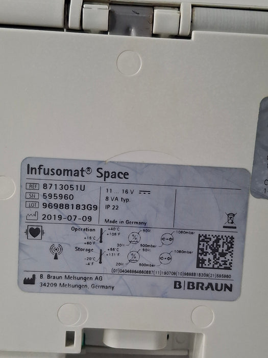 B. Braun Infusomat Space w/AC Adapter Infusion Pump