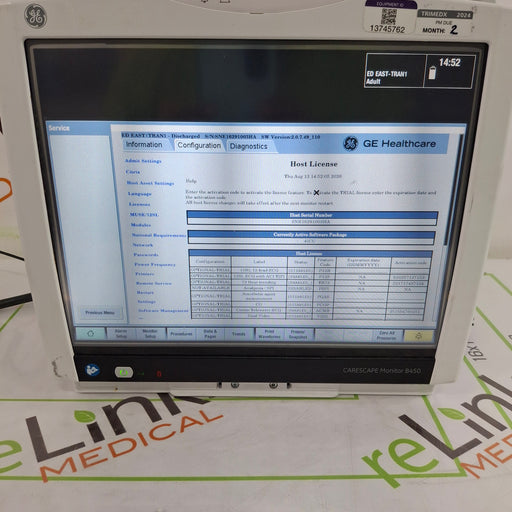 GE Healthcare GE Healthcare Carescape B450 Critical Care Patient Monitor Patient Monitors reLink Online