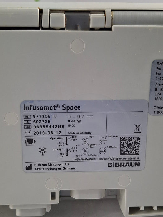 B. Braun B. Braun Infusomat Space w/AC Adapter Infusion Pump Infusion Pump reLink Online
