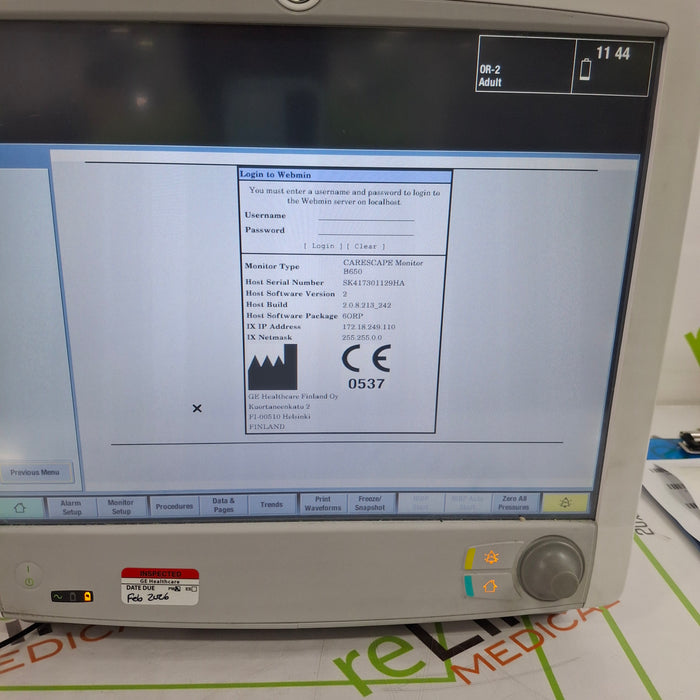 GE Healthcare Carescape B650 Anesthesia Care Patient Monitor