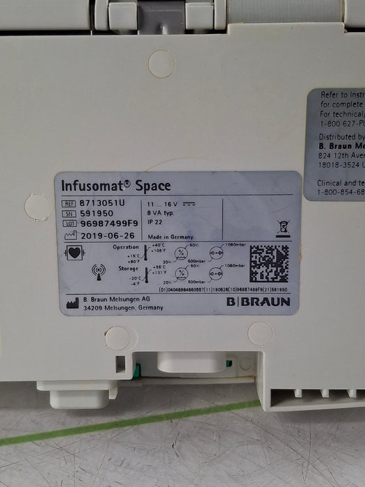 B. Braun Infusomat Space w/AC Adapter Infusion Pump