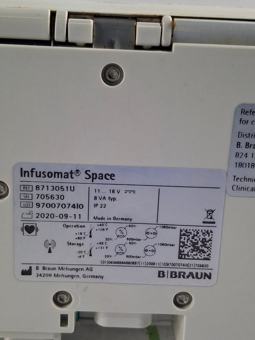 B. Braun Infusomat Space w/AC Adapter Infusion Pump
