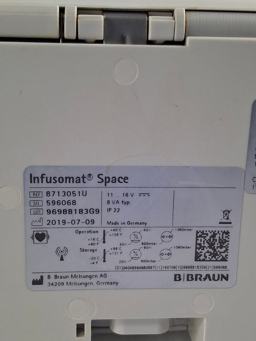 B. Braun Infusomat Space w/AC Adapter Infusion Pump