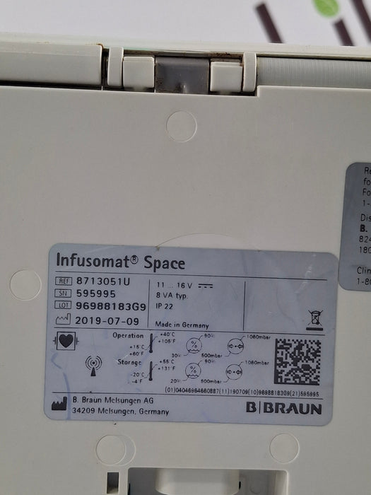 B. Braun Infusomat Space w/AC Adapter Infusion Pump