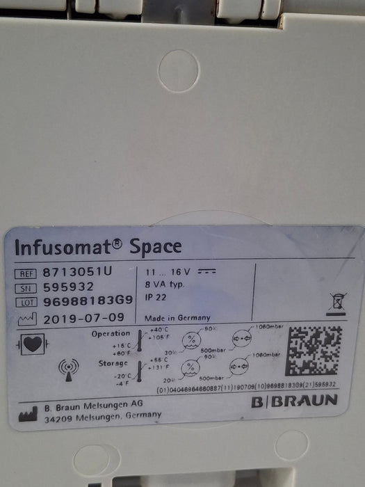 B. Braun Infusomat Space w/AC Adapter Infusion Pump