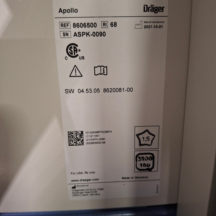 Draeger Medical Apollo Anesthesia Machine
