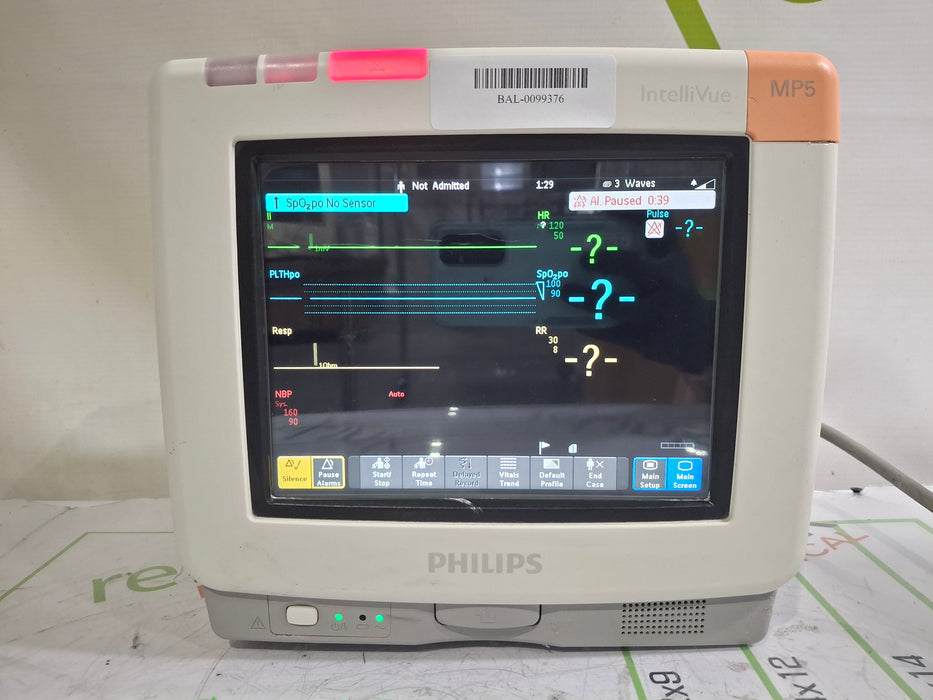 Philips Intellivue MP5 - ECG, Fast SpO2, NIBP Patient Monitor
