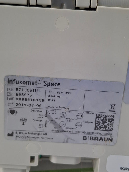 B. Braun Infusomat Space w/AC Adapter Infusion Pump