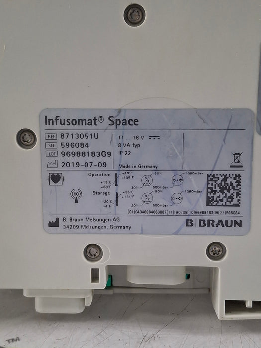 B. Braun Infusomat Space w/AC Adapter Infusion Pump