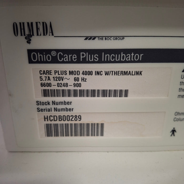 Ohmeda Medical Ohio Care Plus 4000 Incubator