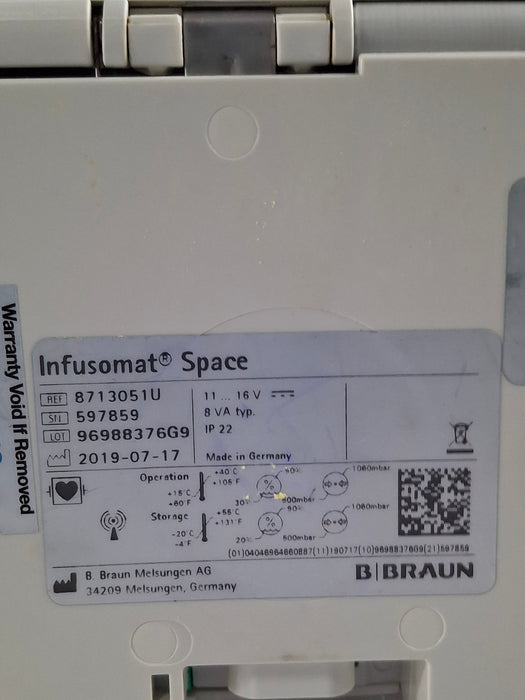 B. Braun Infusomat Space w/AC Adapter Infusion Pump
