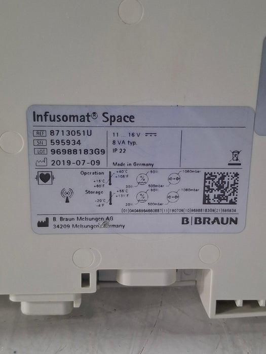 B. Braun Infusomat Space w/AC Adapter Infusion Pump