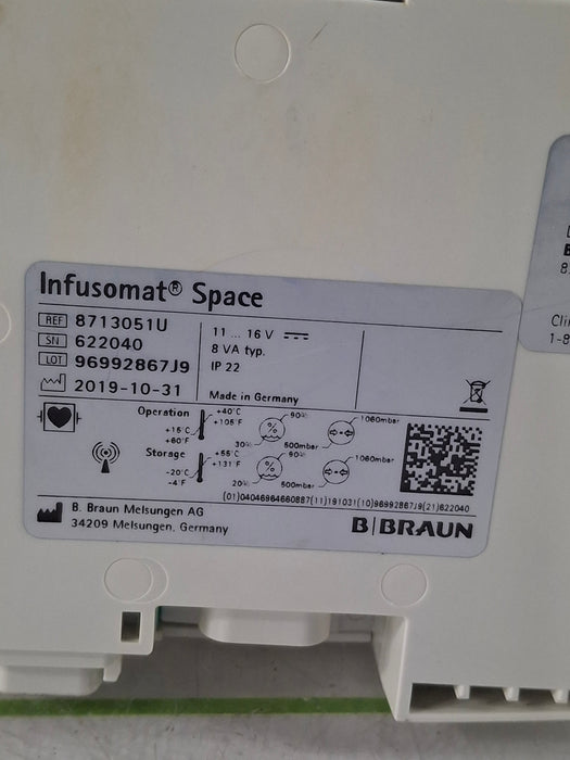 B. Braun Infusomat Space w/AC Adapter Infusion Pump