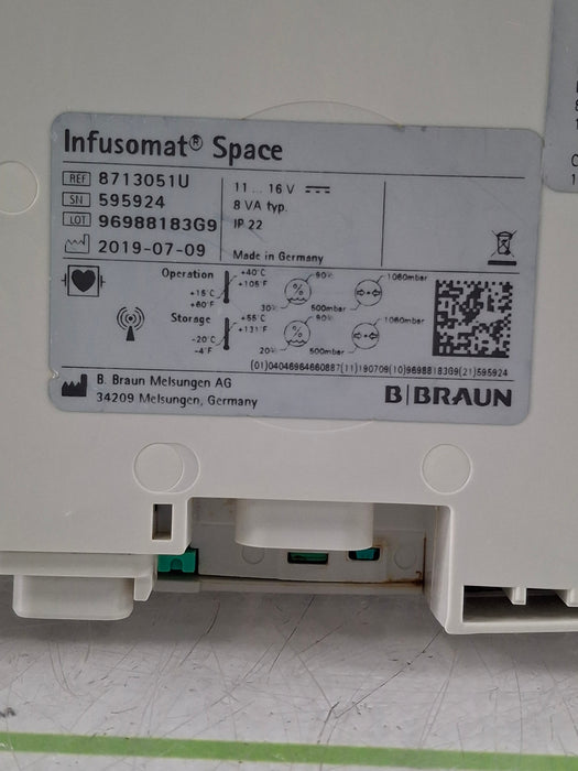 B. Braun Infusomat Space w/AC Adapter Infusion Pump