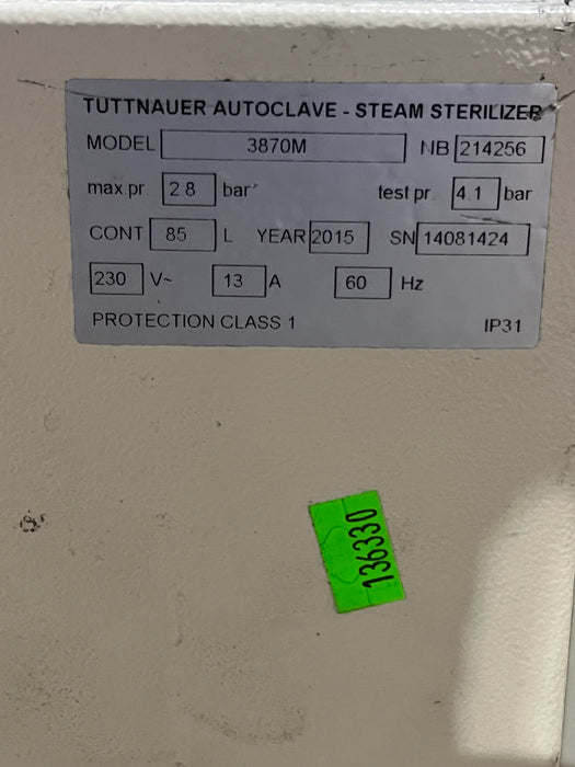 Tuttnauer 3870M Autoclave