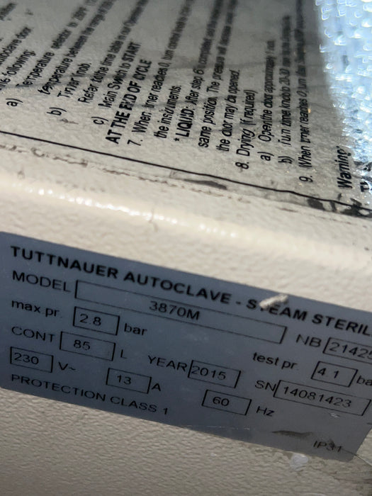Tuttnauer 3870M Autoclave
