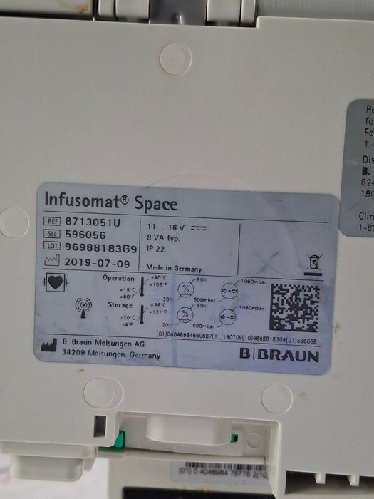 B. Braun Infusomat Space w/Pole Clamp & AC Adapter Infusion Pump
