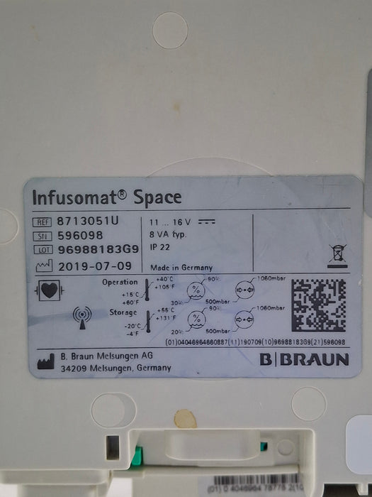 B. Braun Infusomat Space w/Pole Clamp & AC Adapter Infusion Pump