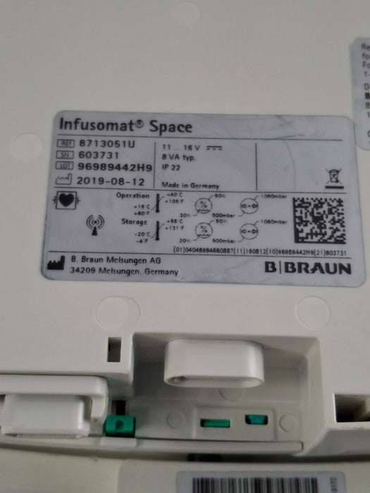 B. Braun Infusomat Space w/Pole Clamp & AC Adapter Infusion Pump