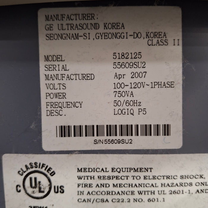 GE Healthcare Logiq P5 Ultrasound