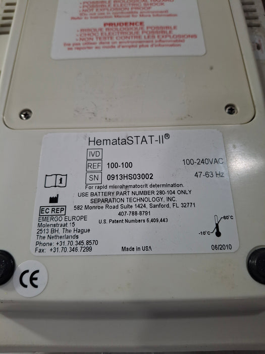 EKF Diagnostics HemataStat-II Hematocrit Centrifuge