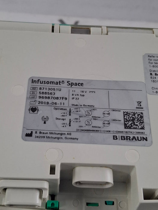 B. Braun Infusomat Space w/Pole Clamp & AC Adapter Infusion Pump