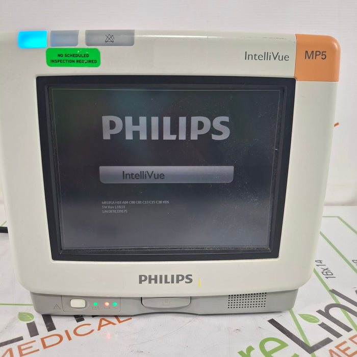 Philips Intellivue MP5 - ECG, Fast SpO2, NIBP, Press, Temp Patient Monitor