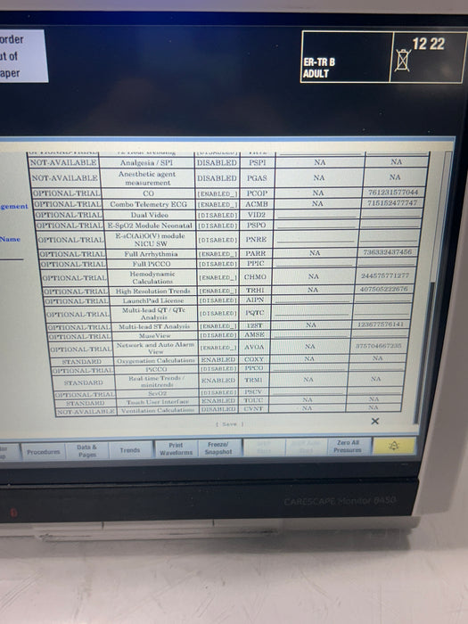 GE Healthcare Carescape B450 Emergency Care Patient Monitor