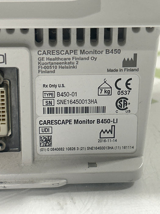 GE Healthcare Carescape B450 Emergency Care Patient Monitor