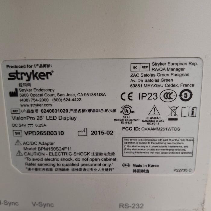 Stryker VisionPro 26" LED Display Monitor