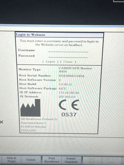 GE Healthcare Carescape B450 Critical Care Patient Monitor